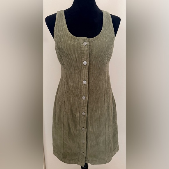 LEVI'S WOMEN'S VIANNA SLEEVELESS BUTTON-DOWN CORDUROY GREEN DRESS - SIZE S - NWT - Picture 4 of 8